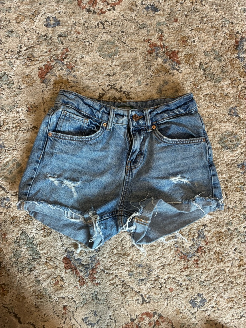 Denim Distressed High-Waist Women's Shorts - Blue
